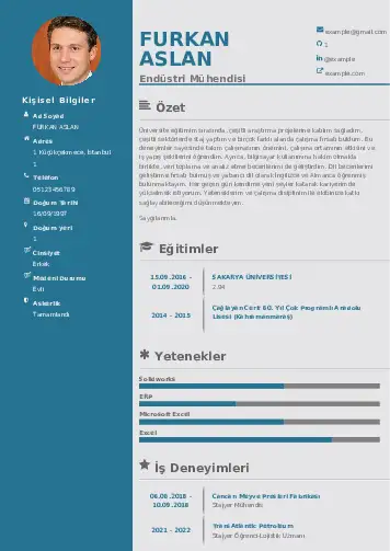Endüstri Mühendisi CV Örnekleri cv indir